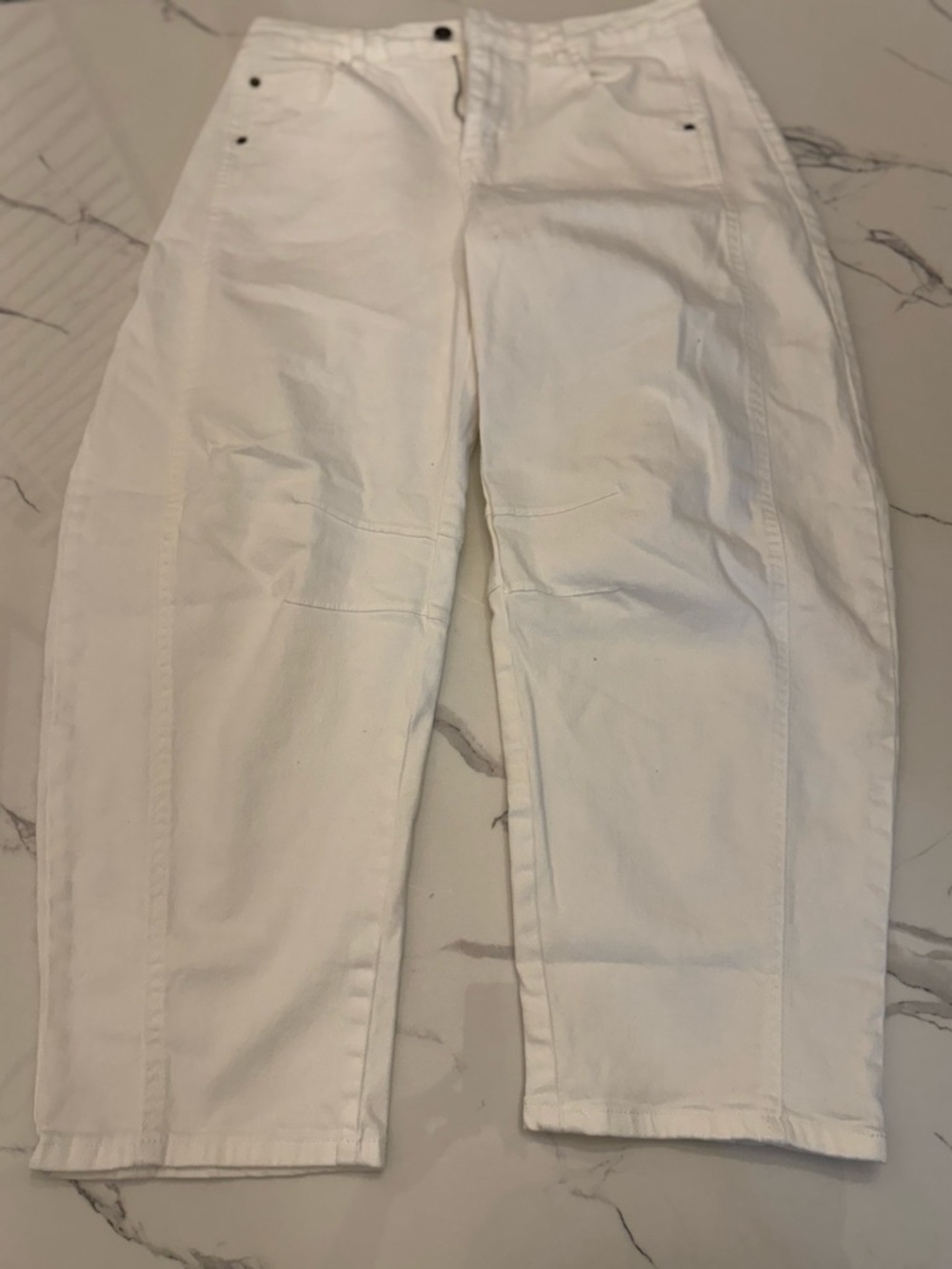 White Straight-Leg Utility Pants